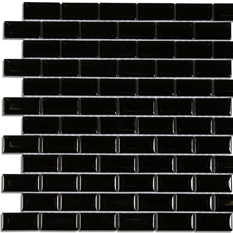 Mini Metro Mosaic Black Gloss 29,8x32,2x0,59cm - 1 09520051 0 38m2 mini metro mos black gl 32 2x29 8 - Metro Black Moza&iuml;ek 29,8x32,2