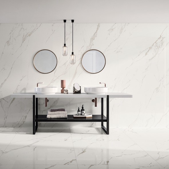 Marmoker Statuario Grigio Lucida diverse afmetingen - 2 09260117 marmoker statuario grigio lucida 60x60 sfeer - Marmoker Grigio 60x60