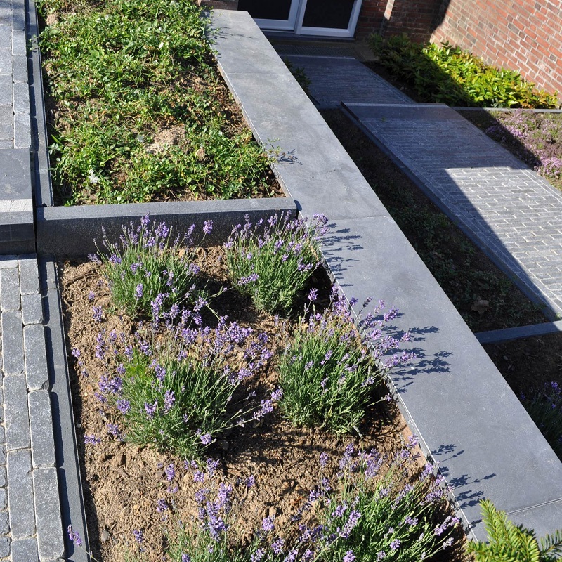 Afdekband Spotted Bluestone met waterkering 100x35x4cm - Afdekband spotted bluestone gezoet 1 5 - Afdekband Spotted Bluestone met waterkering
