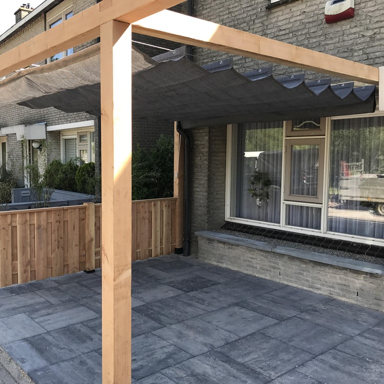 Zonnedoek Harmonica Antraciet Rechthoek 2,9x5m - 285gr/m2 - Antraciet schduwdoek harmonica pergola 10 5 - Zonnedoek Harmonica Antraciet 2,9x5m
