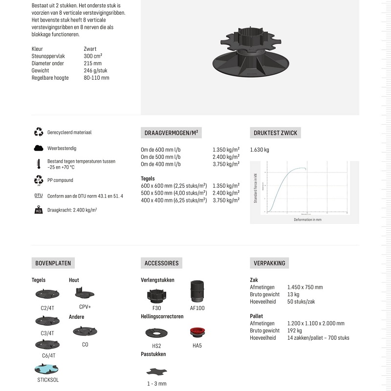 Comfort stelvoet PV8-11 bereik 8 - 11cm - Comfort stelvoet pv8 11 bereik 8 11 cm specificaties - Comfort stelvoet PV8-11cm