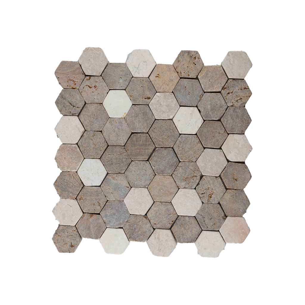 Parket kleine hexagon zonsondergang bruin - cr&egrave;me - Hexagon small sunset brown - BN113 kleine hexagon zonsondergang - cr&egrave;me