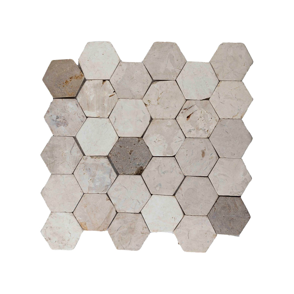 Parket hexagon mix zonsondergang bruin cr&egrave;me - Hexagon sunset brown cream - BN113 hexagon zonsondergang - cr&egrave;me 