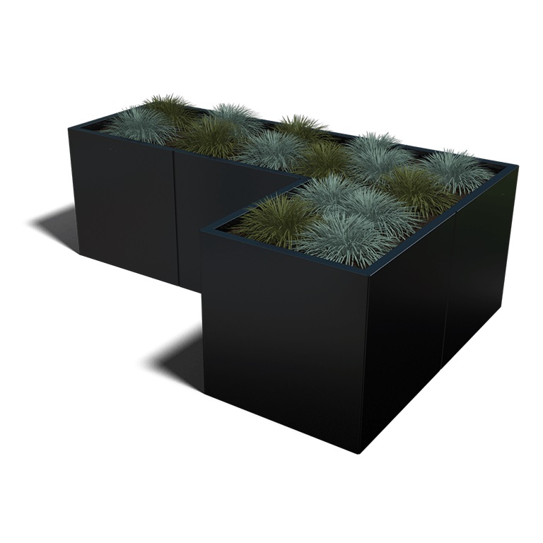 Gepoedercoat Staal Plantenbak Kansas 70 Hoogte 70cm - Kansas 70x70 ral9005 - Gepoedercoate Kansas 70 Hoogte 70cm