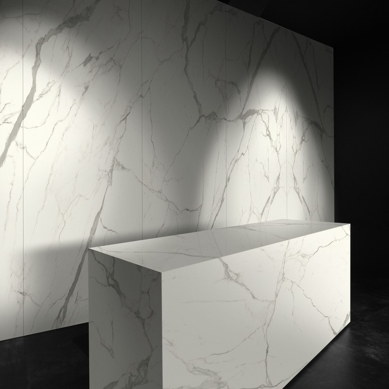 Ariostea Ultra Marmi Bianco Statuario Soft diverse afmetingen - Marble effect floors bianco statuario 02 - Ariostea Statuario Soft 37,5x75cm