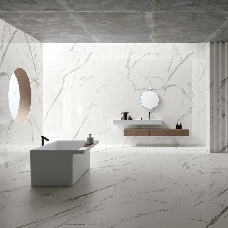 Ariostea Ultra Marmi Bianco Statuario Lucidato Shiny diverse afmetingen - Marble effect floors bianco statuario 03 - Ariostea Statuario Shiny 37,5x75cm