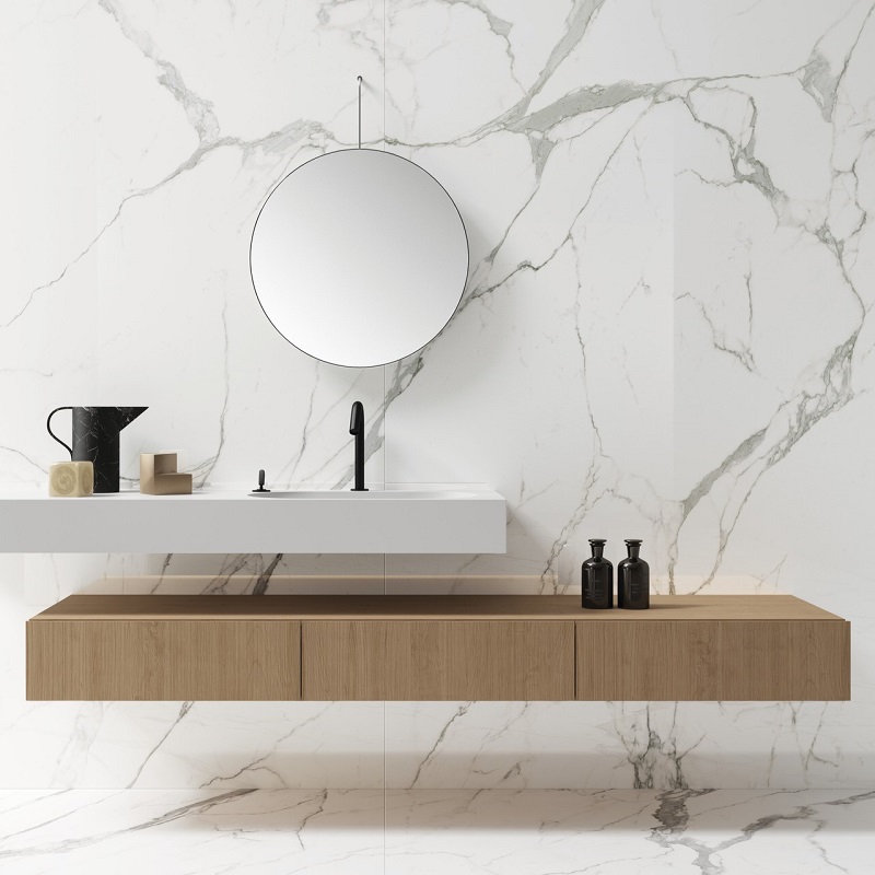 Ariostea Ultra Marmi Bianco Statuario Block B Lucidato Shiny 150x300cm - Marble effect floors bianco statuario 05 - Ariostea Bianco Block B Shiny 150x300cm