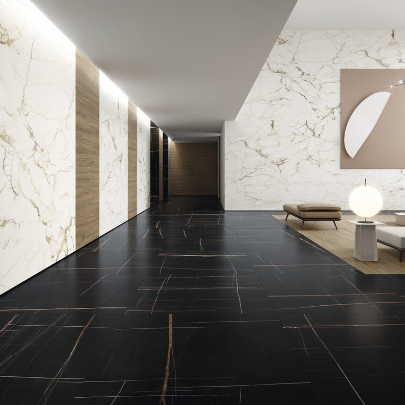 Ariostea Ultra Marmi Sahara Noir Lucidato Shiny diverse afmetingen - Marble effect floors sahara noir 04 - Ariostea Sahara Noir Shiny 37,5x75cm