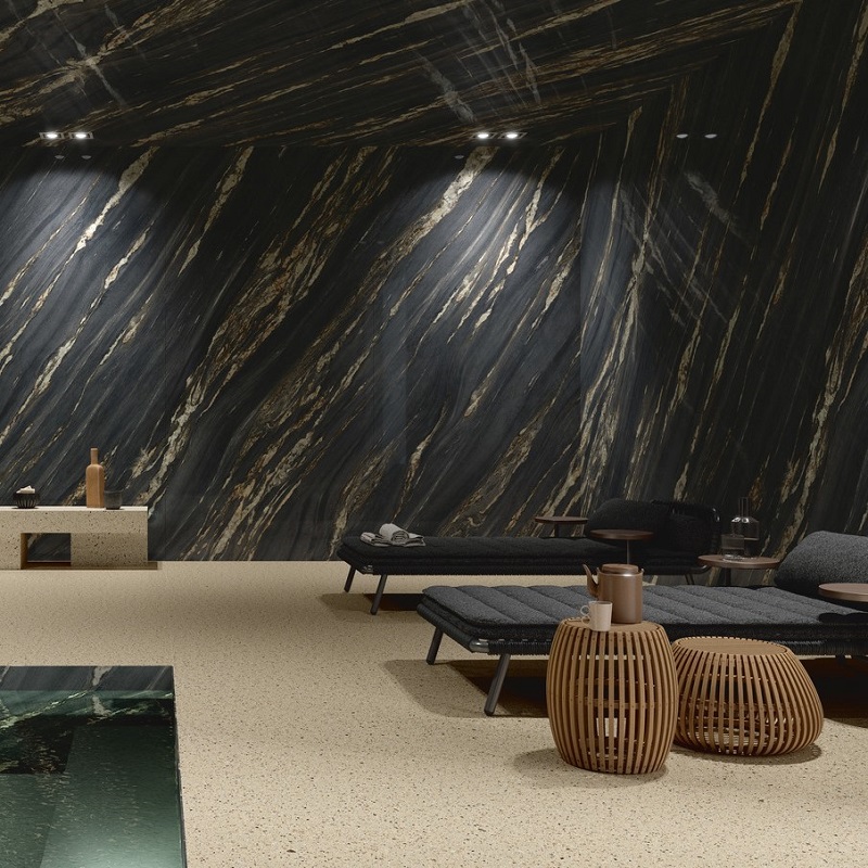 Ariostea Ultra Marmi Tropical Black Levigato Silk 150x300cm - Marble effect floors tropical black 01 - Ariostea Tropical Silk 150x300cm