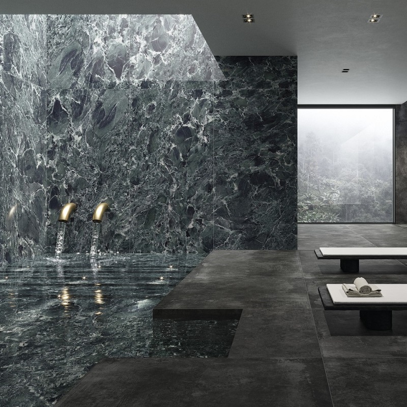 Ariostea Ultra Marmi Verde St Denis Lucidato Shiny diverse afmetingen - Marble effect floors verde st denis 01 - Ariostea Denis Shiny 37,5x75cm