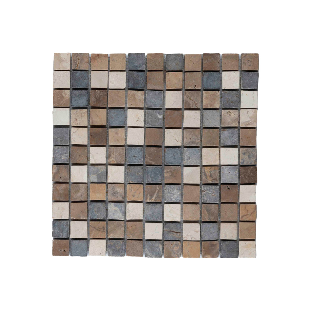 Metric moza&iuml;ek mix cr&egrave;me - licht grijs - bruin 2,5x2,5cm - Metric mix cream brown light grey 2 5x2 5 - BN113 moza&iuml;ek cr&egrave;me - licht grijs - bruin