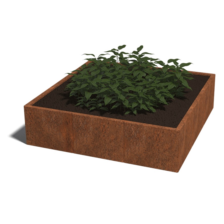 Cortenstaal Plantenbak Miami XXL 150x150cm diverse hoogtes - Miami xxl 150x150x40 corten 1 - Cortenstaal Plantenbak Miami 150x150x30cm