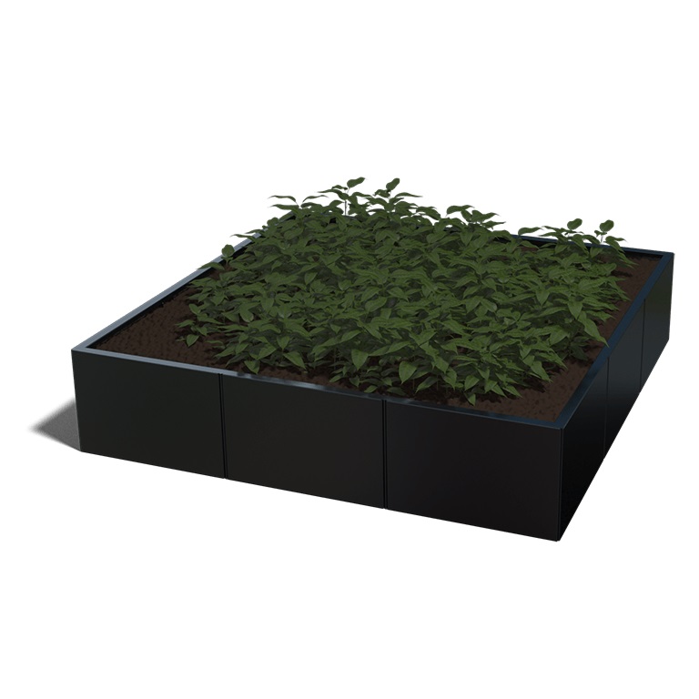 Gepoedercoat Staal Plantenbak Miami XXL 180x180cm diverse hoogtes - Miami xxl 180x180x40 ral9005 1 - Gepoedercoate Plantenbak Miami 180x180x30cm
