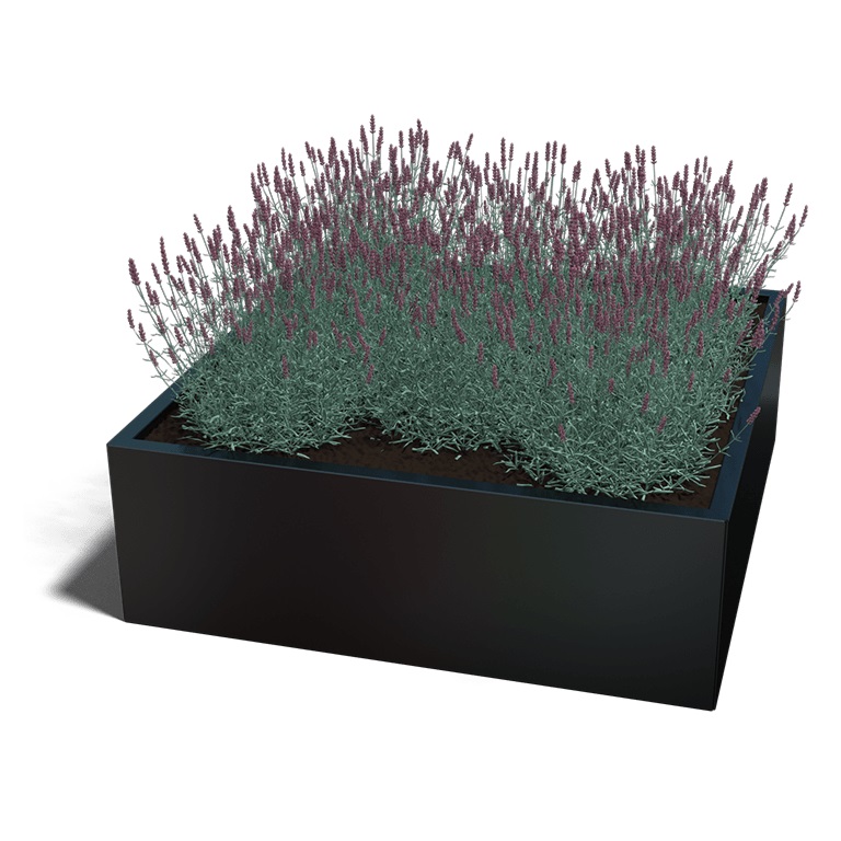 Gepoedercoat Staal Plantenbak Miami 120x120cm diverse hoogtes - Miami120x120x40 ral9005 1 - Gepoedercoate Plantenbak Miami 120x120x30cm