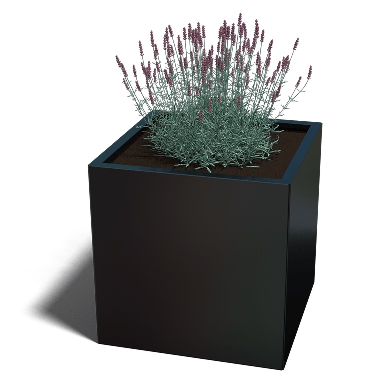 Gepoedercoat Staal Plantenbak Miami 70x70x70cm - Miami70x70x70 ral9005 1 - Gepoedercoate Plantenbak Miami 70x70x70cm