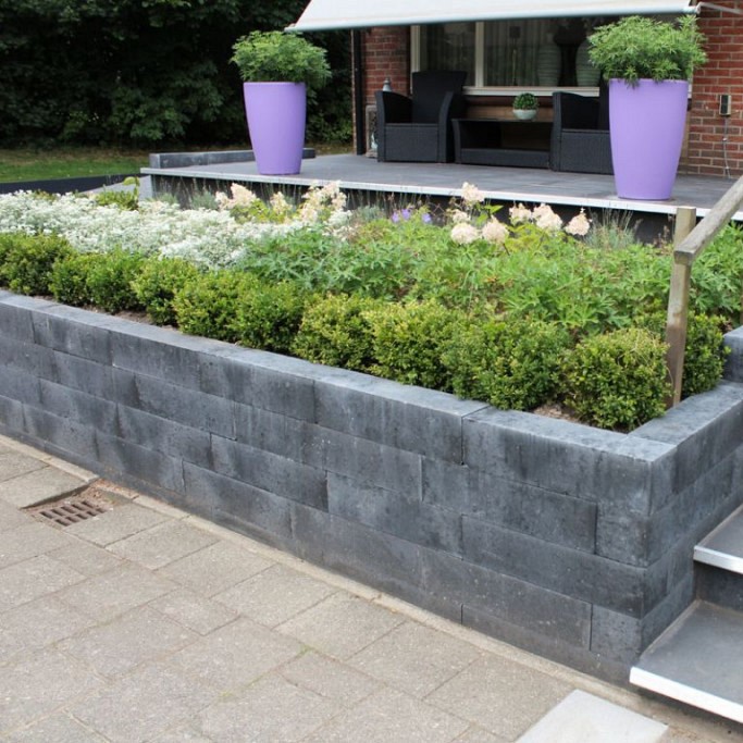 MBI Patioblok Strak Antracite hoogte 15cm diverse afmetingen - Patioblok antraciet 60x15x15cm strak sfeer - Patioblok Strak Antra 60x15