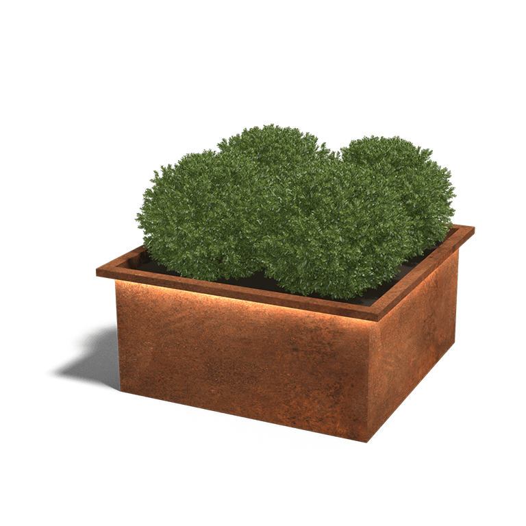 Cortenstaal Gelaste Plantenbak Alabama Met LED 100x100x50cm - Pb las led c 1000x1000x500 corten 2 - Cortenstaal Plantenbak Alabama 100x100x50cm