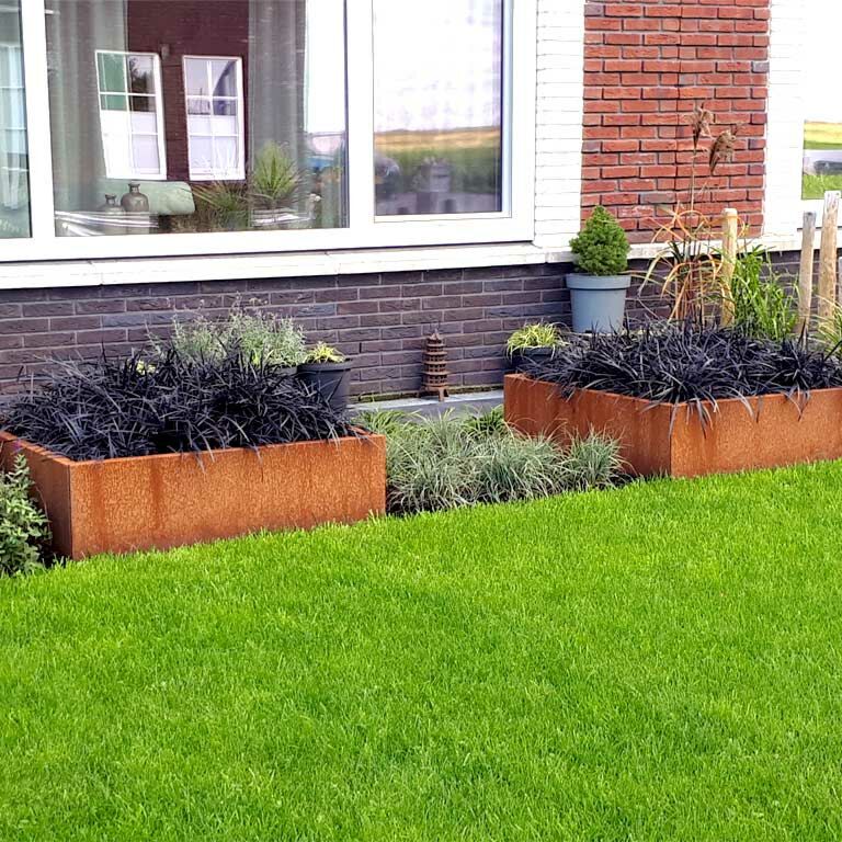 Cortenstaal Plantenbak Miami 100x100cm diverse hoogtes - Pbcomi1000x1000x300 10 - Cortenstaal Plantenbak Miami 100x100x30cm