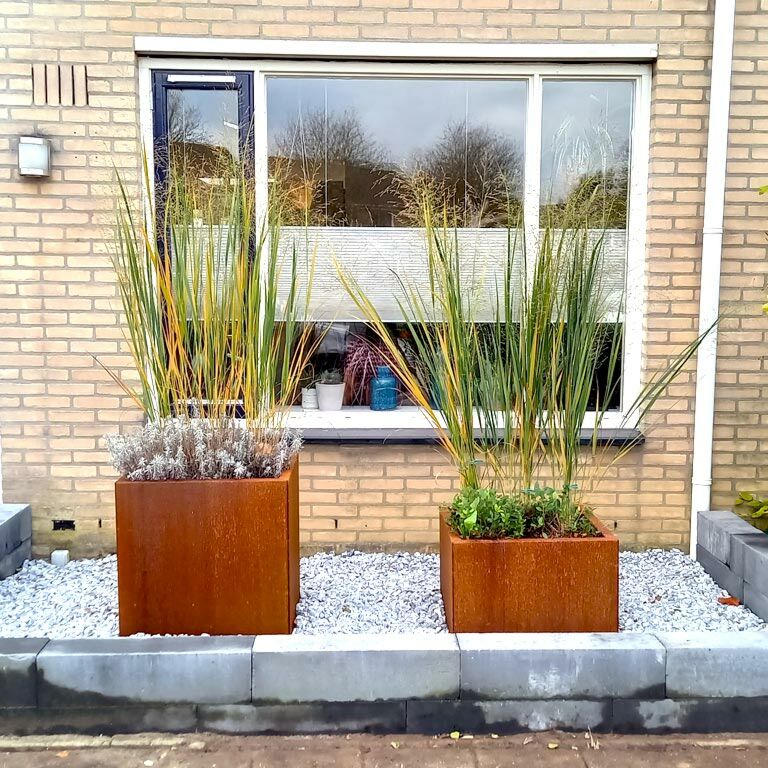 Cortenstaal Plantenbak Miami 60x60cm diverse hoogtes - Pbcomi600x600x600 pbcomi600x600x400 1 - Cortenstaal Plantenbak Miami 60x60x30cm