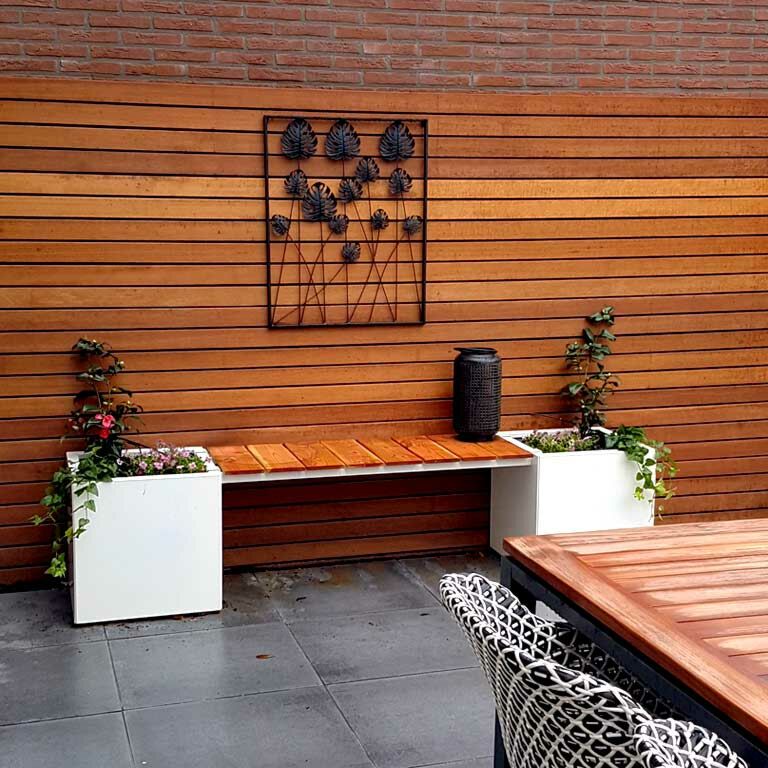 Gepoedercoat Staal Plantenbak Met Bankje Vegas Miami - Pbpcvemiral9010 1 - Gepoedercoate Plantenbak Vegas Miami
