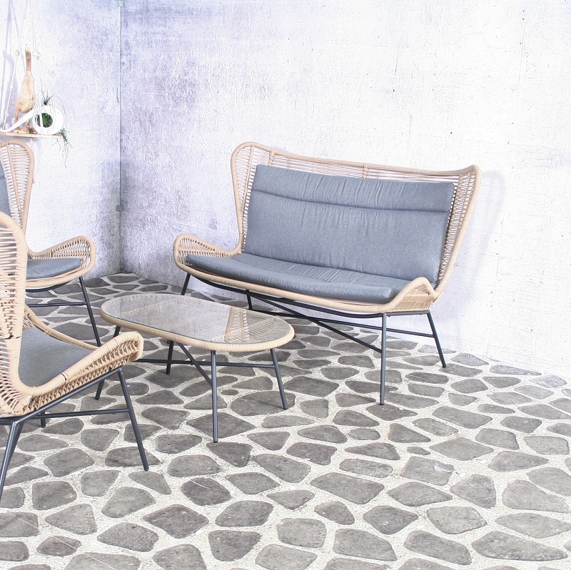 Stoelen Rome loungeset Sand - Rome loungeset sand bank en tafel - 5140-S
