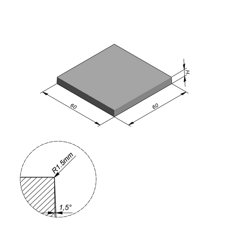 Megategel Smooth grey velvet 60x60cm diverse diktes - Smooth megategel afmeting 60x60 - Megategel Smooth grey velvet 60x60x4cm
