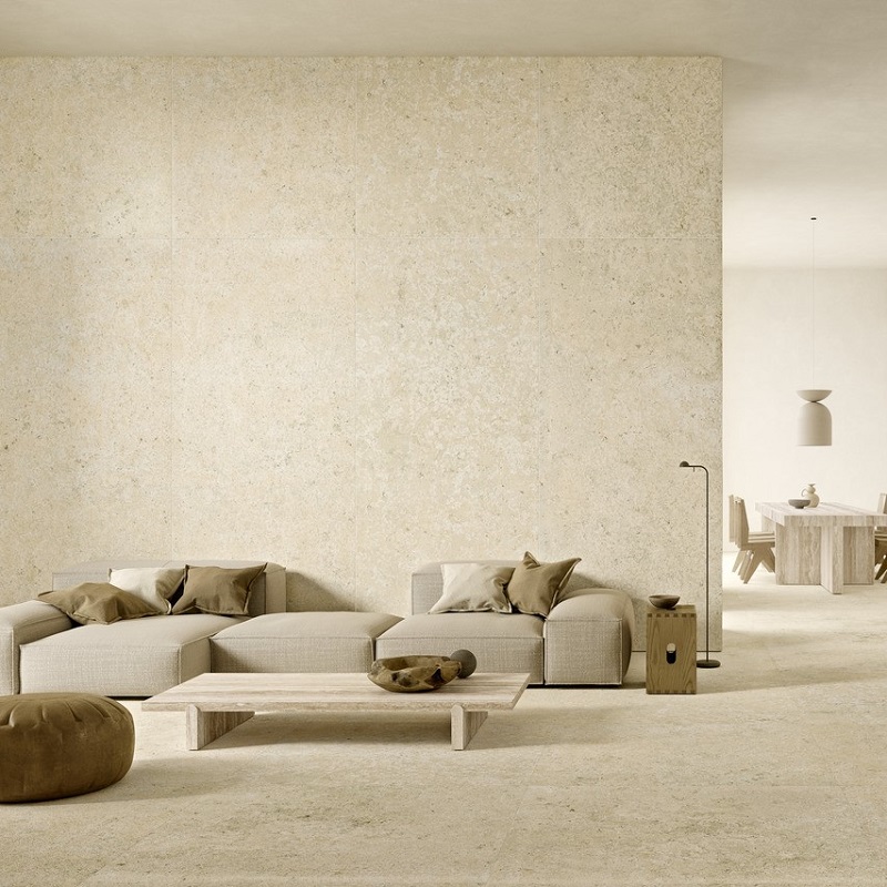 Ariostea Ultra Pietre Crema Luna Strutturato diverse afmetingen - Stone effect floors crema luna 01 - Ariostea Luna Strutturato 100x100cm