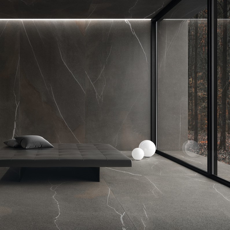 Ariostea Ultra Pietre Pietra Piasentina Strutturato diverse afmetingen - Stone effect floors pietra piasentina 01 - Ariostea Piasentina Strutturato 37,5x75cm