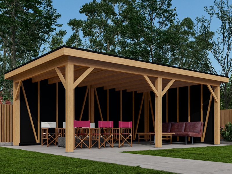 Overkapping type Pioenroos - Tuin en huis product foto overkapping hout - BNS140 Pioenroos