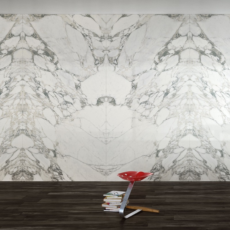 Ariostea Ultra Marmi Arabescato Statuario Lucidato Shiny diverse afmetingen - Ultra marmi arabescato statuario block a 1 2 - Ariostea Arabescato Statuario Shiny 37,5x75cm