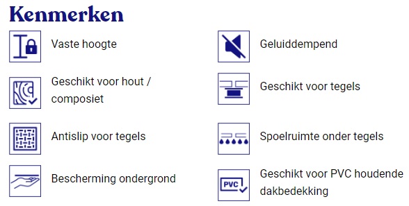 Vaste terrasdrager AC 100x100x10mm - Vaste terrasdrager ac basic lijn kenmerken ook voor pvc houdende ondergrond - Vaste terrasdrager AC 100x100x10mm