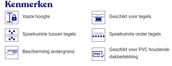 Vaste terrasdrager Dalsup diameter/hoogte 115/10mm tegels voeg 3mm - Vaste terrasdrager basic lijn dalsup kenmerken - Vaste terrasdrager Dalsup