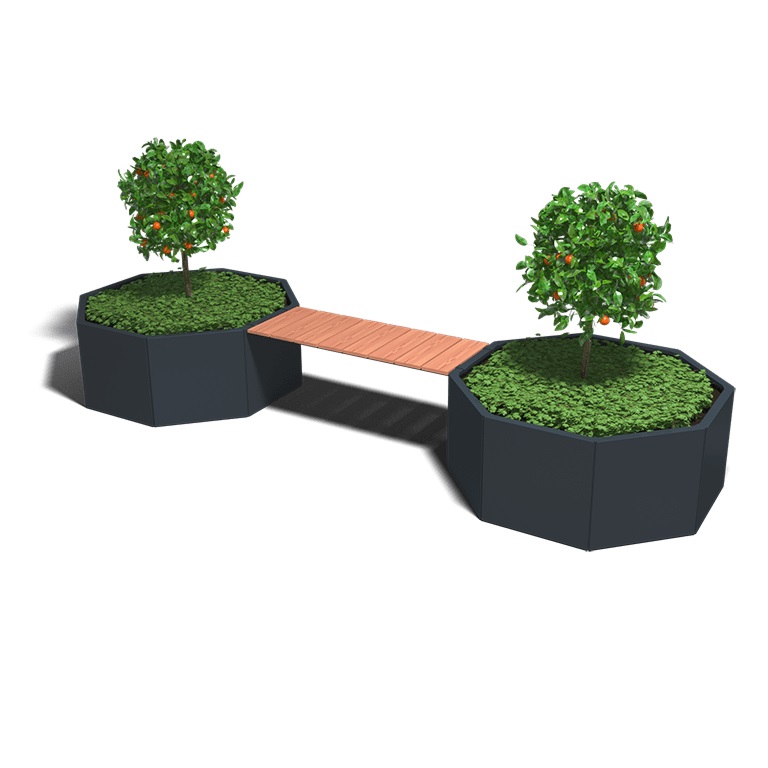 Gepoedercoat Staal Plantenbak Met Bankje Vegas Chicago - Vegas chicago ral7016 1 - Gepoedercoate Plantenbak Vegas Chicago