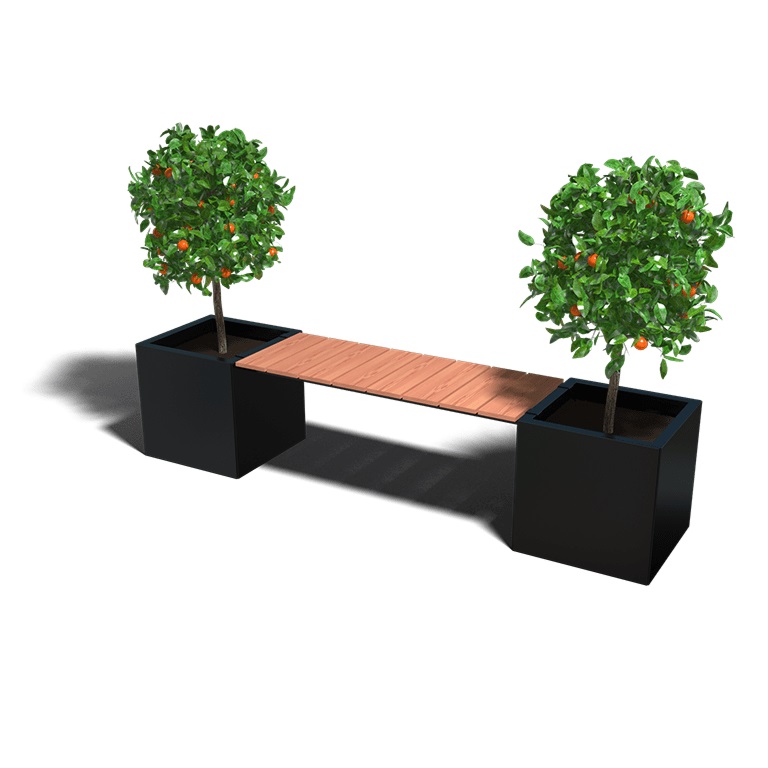 Gepoedercoat Staal Plantenbak Met Bankje Vegas Miami - Vegas miami ral9005 1 - Gepoedercoate Plantenbak Vegas Miami