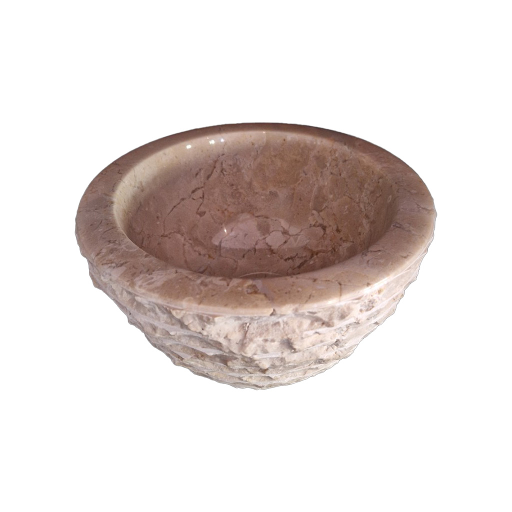 Wasbak natuursteen B cr&egrave;me ruw - Wasbak 2 cream marmo - BN113 wasbak2 cr&egrave;me ruw