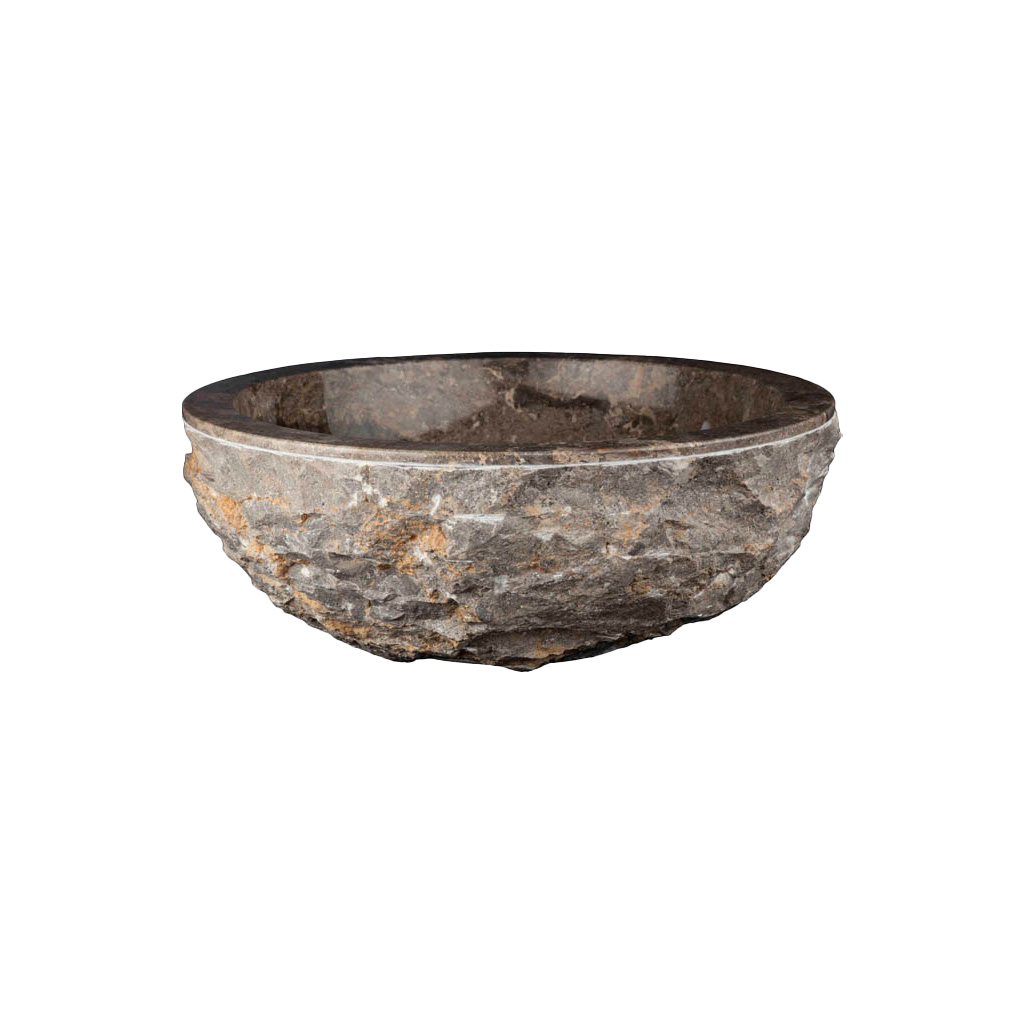 Wasbak natuursteen C grijs ruw - Wasbak 3 grey marmo - BN113 wasbak3 grijs ruw