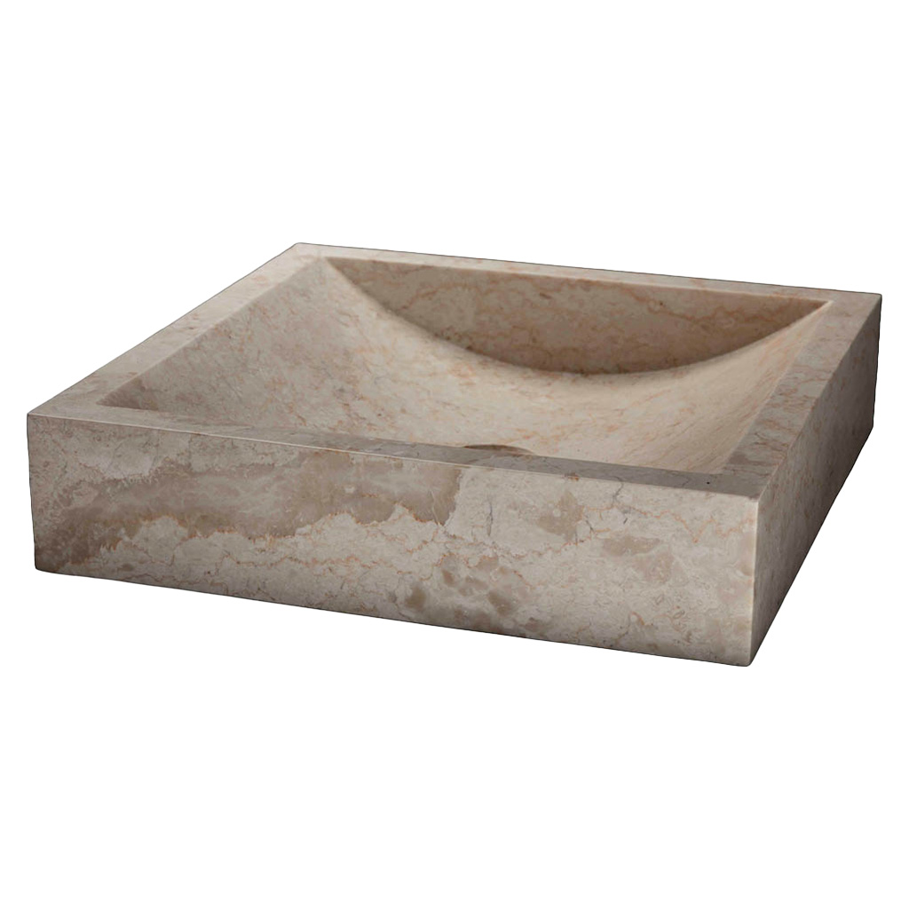 Wasbak natuursteen F cr&egrave;me gepolijst - Wasbak 6 cream polished - BN113 wasbak6 cr&egrave;me gepolijst